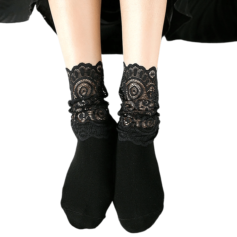 Chaussette noire avec dentelle – Image 2