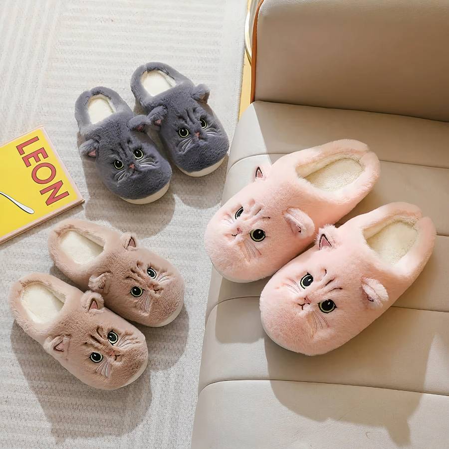 Pantoufles en peluche chat mignon – Image 7