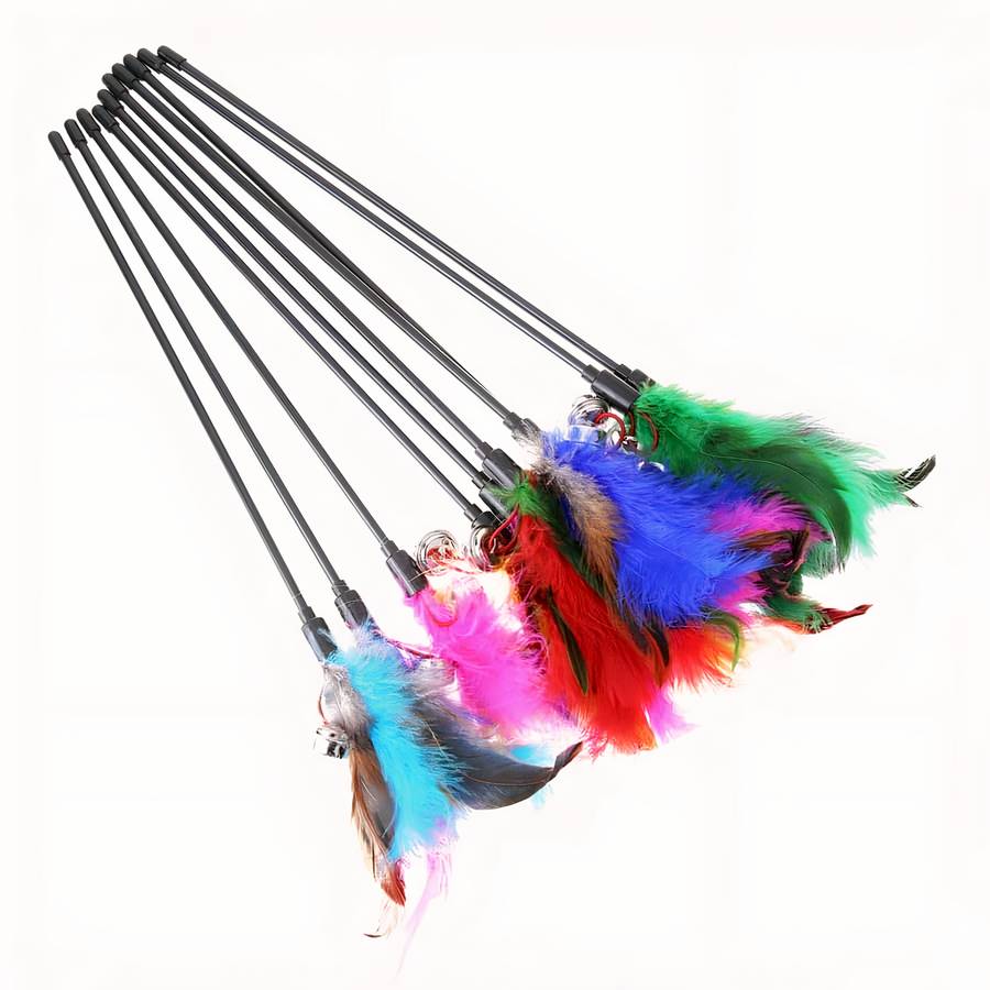 Baguette en plumes 5 pièces pour chats – Image 3