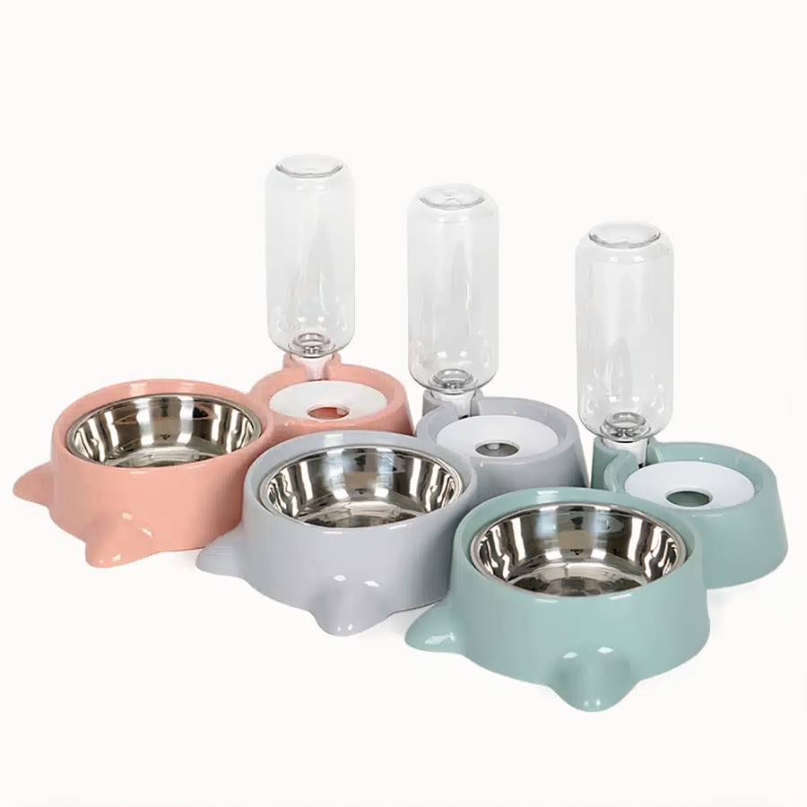 Bol chat en acier inoxydable avec fontaine à eau – Image 4