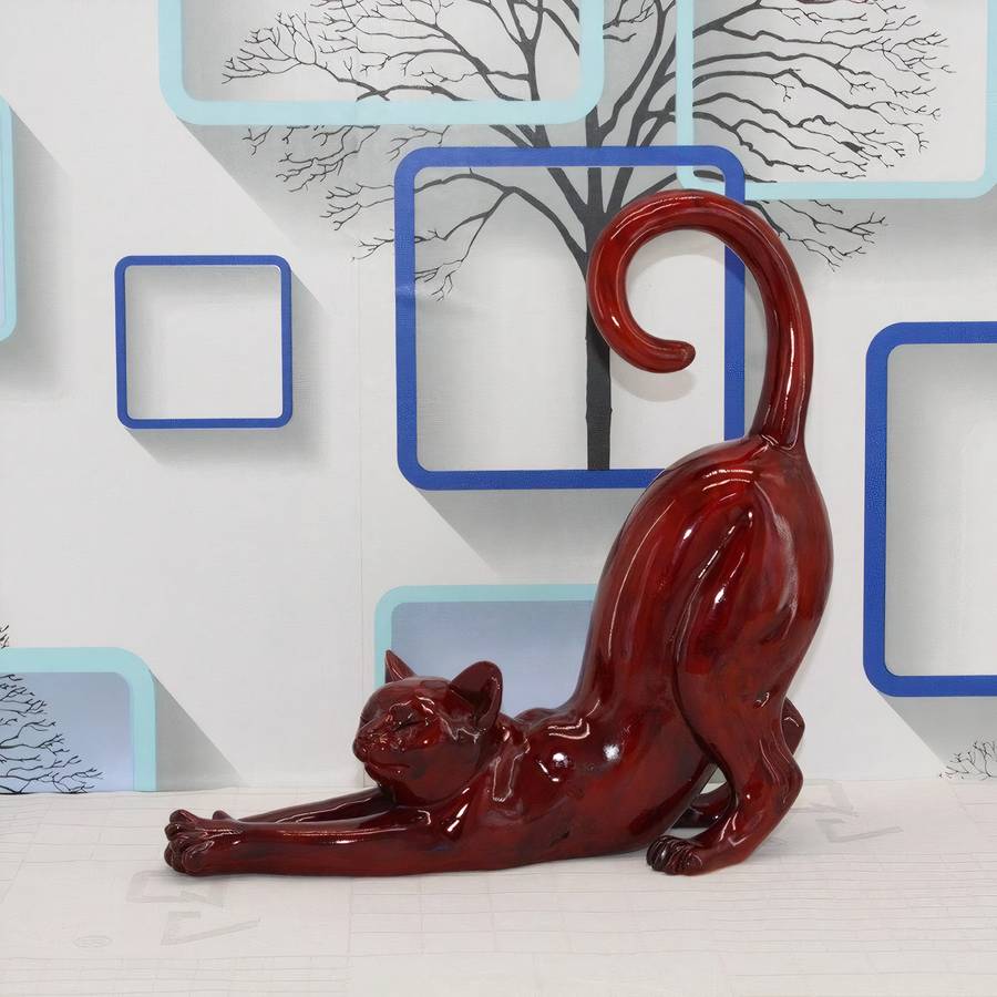 Figurine créative de chat qui s’étire en résine – Image 3