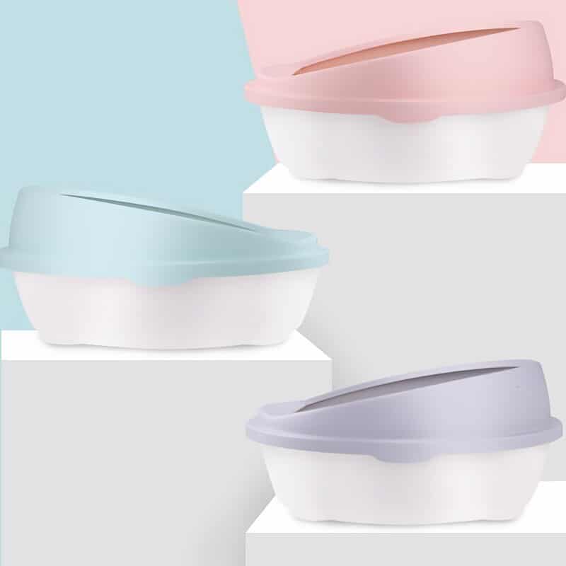 Litière chat rond en plastique avec pelle – Image 2